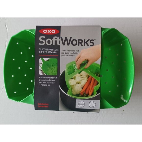 Green OXO Softworks Silicone Pressure Cooker Steamer Basket - Picture 1 of 7